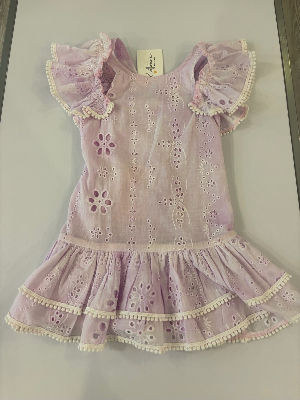 Hannah Banana Lavender Eyelet Ruffle Dress
